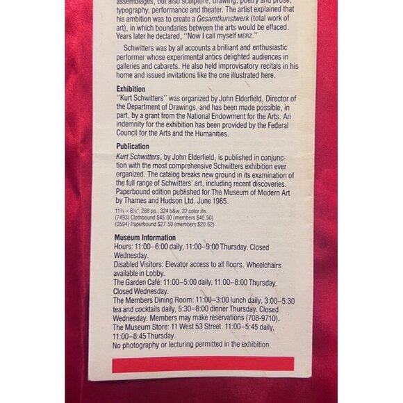 Kurt Schwitters MERZ MoMA Exhibition Brochure 1985 NYC Dada Collage Art - Picture 7 of 7